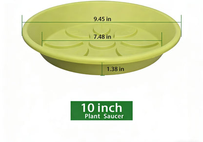 Heavy Duty Light Green Plant Saucer, Deep Waterproof Garden Drip Tray, Stylish Leaf Pattern Round Pot Base For Home Indoor Outdoor Planters, plant water catcher tray, trays for plants 10 Inch