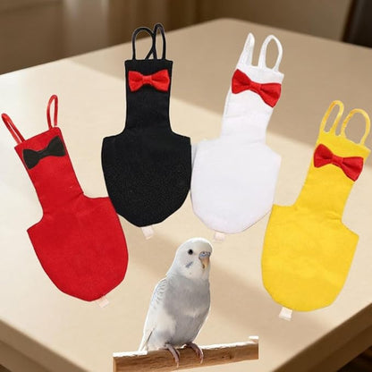 4pcs Bird Diaper Parrot Flight Suit Solid Color Parrot Nappy Reusable Pigeon Pants Cockatiel Clothes for Parakeet Mini Macaw Budgie Canary for Indoor Outdoor - XS