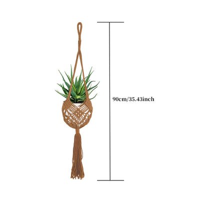 2 Pack 90CM (35inch) Extra Long Macrame Plant Hangers, up to 8 inch Pot Hanging Planter with Patterns, Premium Cotton Rope Crochet Boho Hanging Planter Basket for Indoor & Outdoor Plants (Brown)