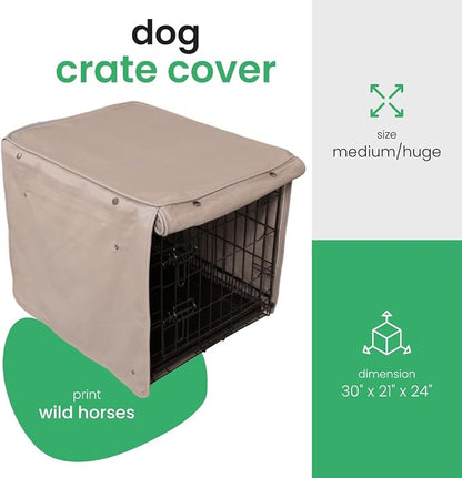 Molly Mutt Wild Horses Dog Crate Cover, 100% Cotton Canvas Cover with 2 Roll-Up Panels, Ideal for Dog or Cat Crate, Durable, Washable, and Free of Harmful Chemicals, 30" x 21" x 24"