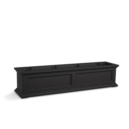 Mayne Fairfield 4ft Window Box, Self Watering Flower Box with Double Wall Design, All Season Fade Resistant Outdoor Window Planter With Steel Mounting Bracket, Black