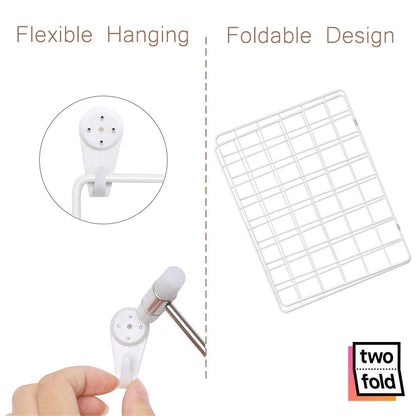 Kakivan Wire Wall Grid Panel for Photo Display, DIY White Iron Picture Frames Collage for Hanging Wall Decor, Foldable Multi Pictures Organizer with 12 Clips, 31'' X 24'' Inch. (2 Pack)