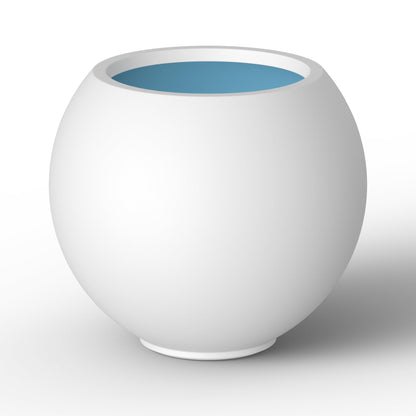 Kante Round Concrete Flower Pot, 11 Inch Dia (7.9" Opening) Sphere Shape Design Planter with Drainage Hole and Rubber Plug for Indoor & Outdoor Plants, White Finish with Painted Interior