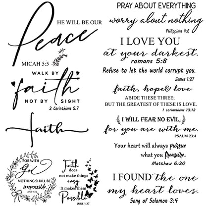 12 Styles Bible Verse Wall Decals Inspirational Decals Peel and Stick Vinyl Christian Stickers Prayer Wall Decor Butterfly Quotes Decor Art Sticker for Bedroom(Black)