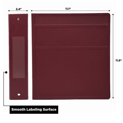 Carstens 2-Inch Heavy Duty 3-Ring Binder - Side Opening, Wine, Durable Plastic, Precision No-Gap Rings, Waterproof Covers, No Pockets, Holds 300 Letter-Sized Sheets, BPA-Free, Made in USA (2823-3R)
