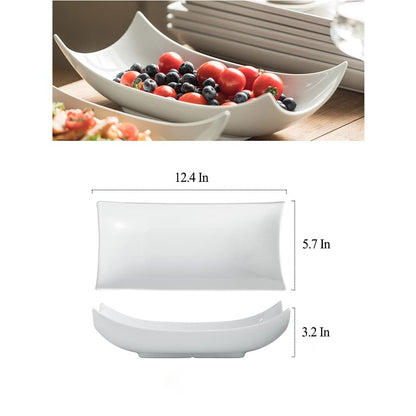 Gomakren Serving Platters Serving Bowls Set Turkey Serving Platter Porcelain Serving Dishes For Entertaining Special Curved Deep Large Father's Day Thanksgiving Dishes Gifts Set of 3 White 12 Inch