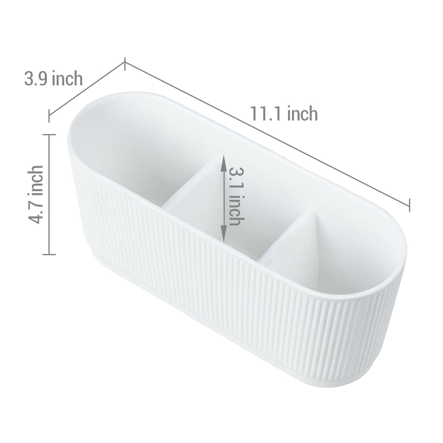 MyGift 11 Inch Ceramic Herb Planter with Drainage, Modern 3 Compartment Plant Pot, Decorative Garden Pots for Planting Herbs Flowers Succulents