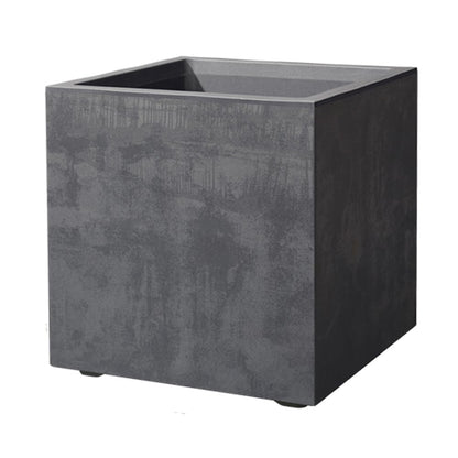 Deroma Millennium 10” Cube Planter | Light & Durable Plastic | Indoor or Outdoor Square Pot for Patio/Porch | Includes Water Reserve & Drain Plug | Trendy Planter for Plants, Flowers, Garden | Black