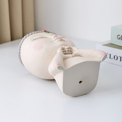 Altsuceser Face Flower Pot Head Planter, Little Girl Closed Eyes with Heart Gesture Flowerpot Planter Pots, Female Head Succulent Pots with Drainage Hole for Indoor Outdoor Plants White One Size
