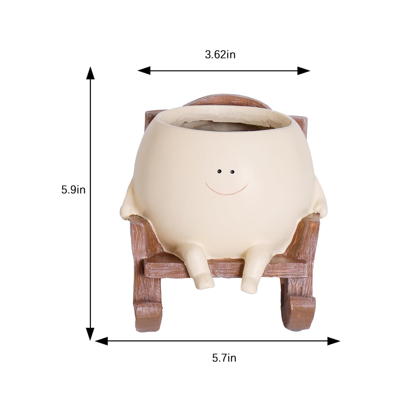 QIAOLY Rocking Chair Face Resin Planter Pot with Drainage Cute Flower Pots for Succulents Plants Live Indoor Outdoor Planters for Houseplants Gift Small (Small)