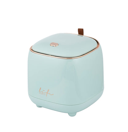 Yuzita Mini Desk bin with lid,Small Plastic Trash can for Kitchen Bathroom Office countertop,Button Desktop Waste bin,Waterproof Rubbish bin with 50 Trash Bags (Light Green)