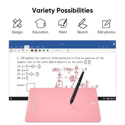 XPPen Deco 01 V3 10x6 Drawing Tablet | 16K Pressure Pen | Battery-Free Stylus | 8 Hotkeys | for OSU Gaming & Teaching | PC/Mac/Android/ChromeOS Compatible | Pink