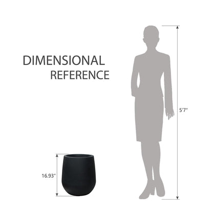 16.9 Inch Plastic Tall Planters for Outdoor Plants,Modern Black Round Tapered Flower Pot for Outdoor and Indoor Plants, Large Plant Pots with Drainage Holes and Rubber Plug for Home Garden Patio