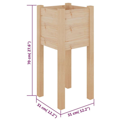 mtlskopl Rustic Pine Wood Planter Box 12.2"x12.2"x27.6" Solid Brown Square Flower Pot for Outdoor Garden Balcony Patio Growing Herbs Succulents