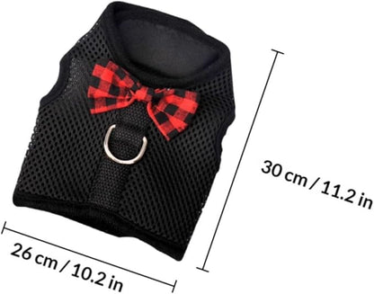 minkissy Pet Harness Vest with Breathable Mesh Dog Chest Strap, No Pull Small Animal Harness for Rabbits, Guinea Pigs, Squirrels, Black Size M (Chest 30-34cm) Suitable for Outdoor Walking