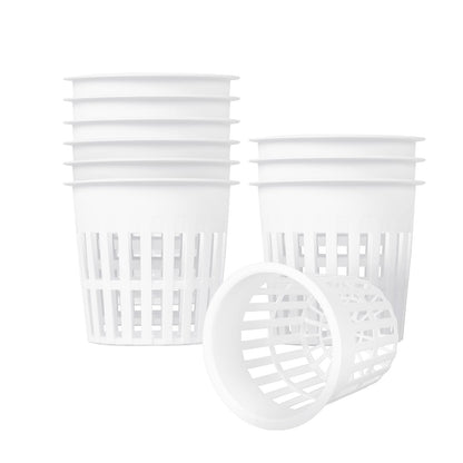 ISKYBOB 10 Pieces White Plastic Garden Mesh Net Pot Hydroponic Basket Planting Nursery Grow Supplies, 11cm/4.3inch