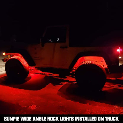 SUNPIE 12 Pods RGBW Rock Lights – Full Beam Angle, 30 High Power Chips, Aluminium Housing, Mounting Pads Included, IP67 Waterproof, Music Mode Underglow Lights, Fits Trucks, SUV, ATV, UTV, Boats