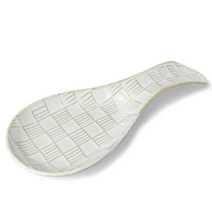 GDCZ 8.5Inch Ceramic Spoon Rest, Spoon Holder for Stove Top, Heat-Resistant Cooking Utensil Rest, Dishwasher Safe (White)