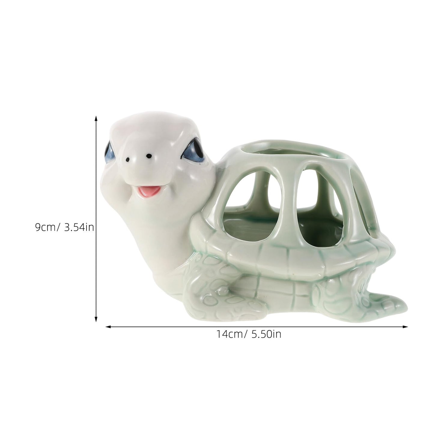 Housoutil Ceramic Animal Succulent Planter Pot Small Cute Turtle Shape Porcelain Mini Manual Planter for Indoor Desk Decoration