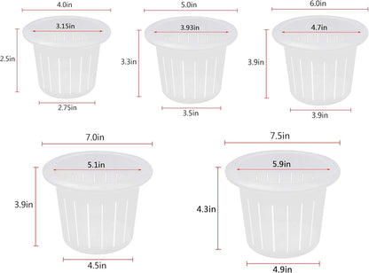 Adopirit Transparent Plastic Planter Garden Pots Orchid Breathable Slotted Clear Plastic Pot - Growers Assortment (10 pots - Two of Them are 4",5",6",7",7.5")