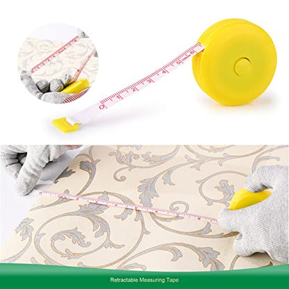 FOSHIO Wallpaper Kit, Including Wallpaper Smoothing Tool, Card Squeegee, Seam Roller, Wrapping Paper Cutter Exacto Knife, Mesureing Tape, Wallpaper Tools for Peel and Stick Window Film Application Kit