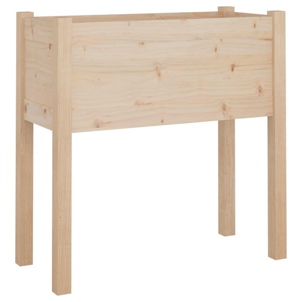 Yisssmeng Large 27.6" Solid Pine Wood Outdoor Planter Box, Rustic Brown Square Raised Garden Bed for Patio Balcony, Spacious Herb & Flower Planter for Outdoor Plants, Easy Assembly