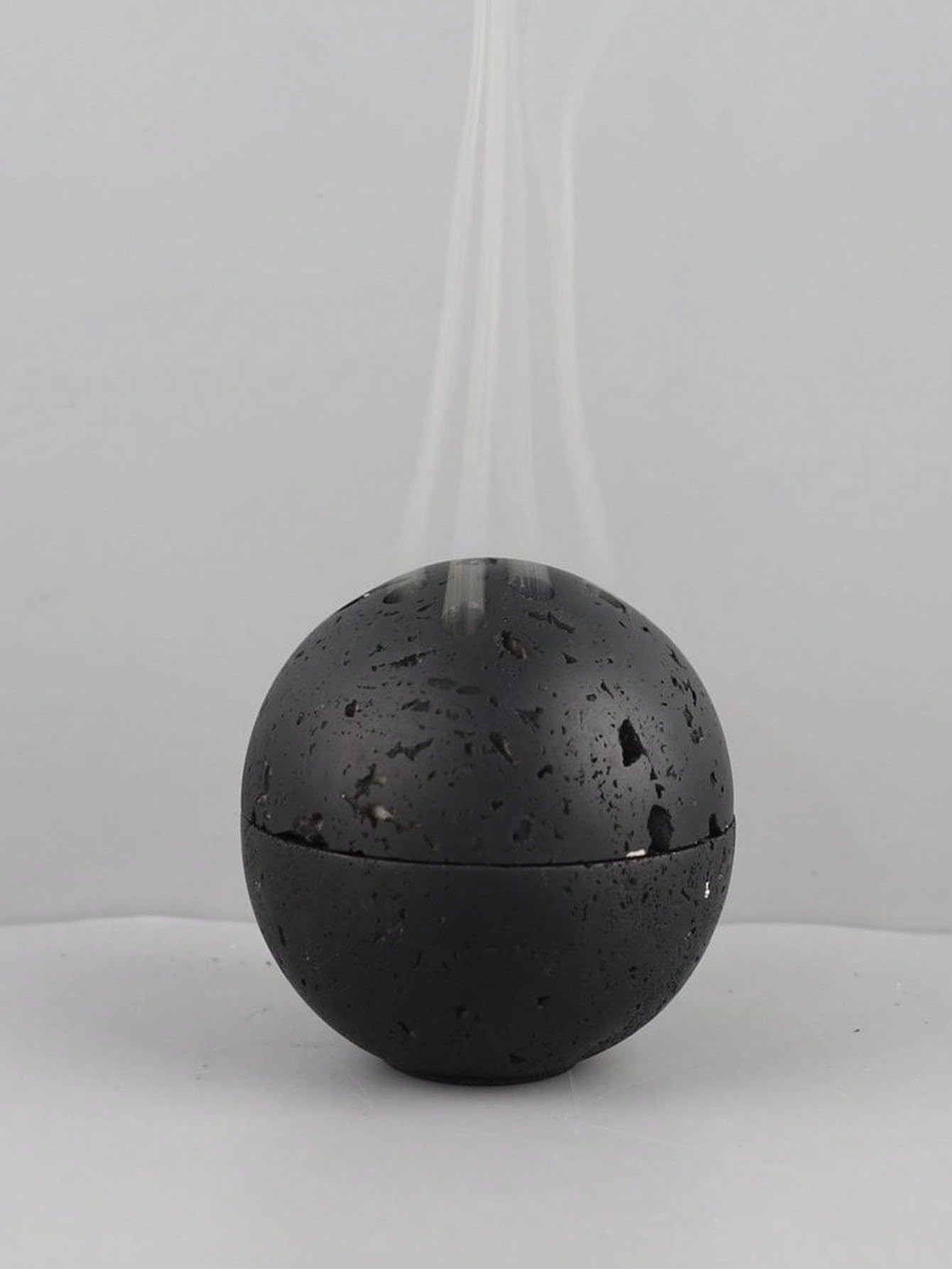 HUZHIBING 9 Holes Handmade Round Incense Resin Burner Holde, Minimalist Sphere Incense Frankincense Burner, Ravertine Incense Cone Holder for Yoga Meditation Spa Reading (Black)