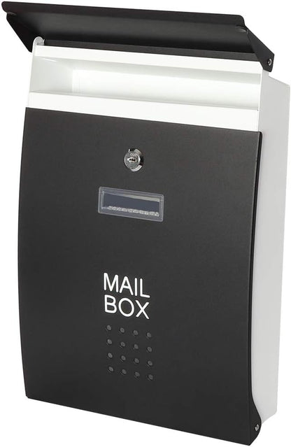 Mail Boxes with Key Lock for Outside,Security Drop Box with Key,Security Key Drop Box for Letters Newspapers, Cards, Wall Mounted Large Capacity Mailbox, 15 3/5" x 10 3/5" x 3 1/2"