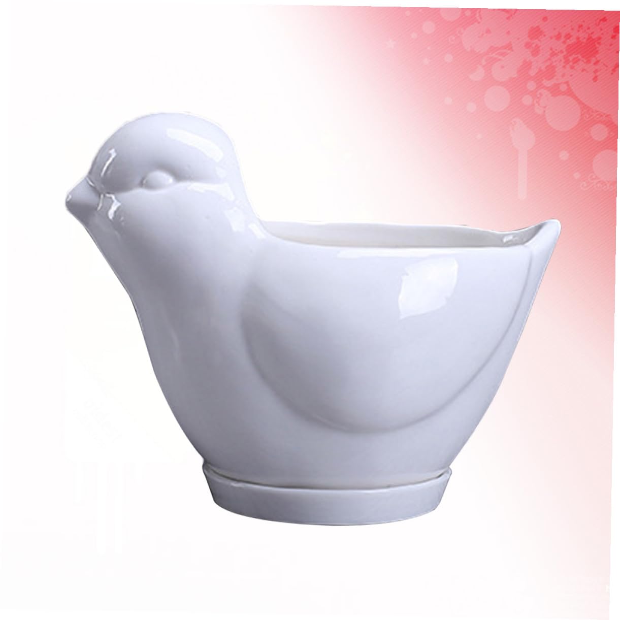 LALAFINA Ceramic Succulent Plant Container Bird Shape Large White Flower Pot with Saucer Indoor Desktop Planter for Home Garden Decor