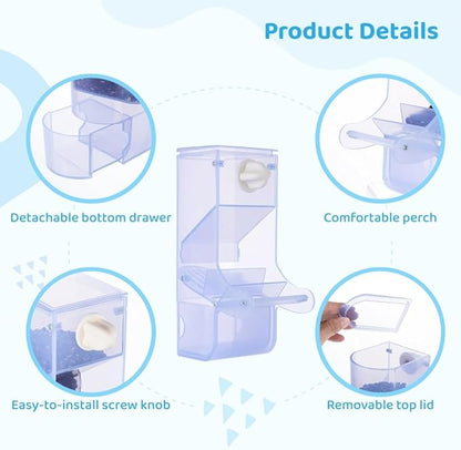 No Mess Bird Feeder for Cage, Bird Seed Dispenser, Bird Food Container for Cage，Automatic Feeder