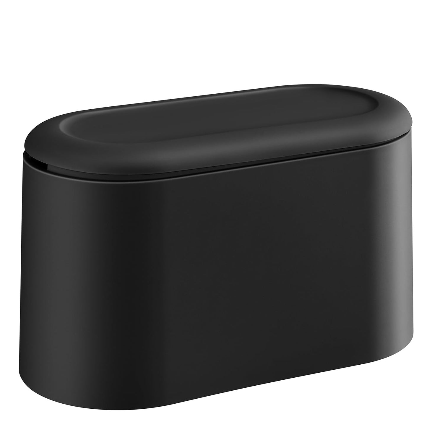 SUBEKYU 0.5 Gal Mini Countertop Trash Can with Lid for Desktop, Small Garbage Can for Office, Tiny Wastebasket, Plastic,Black