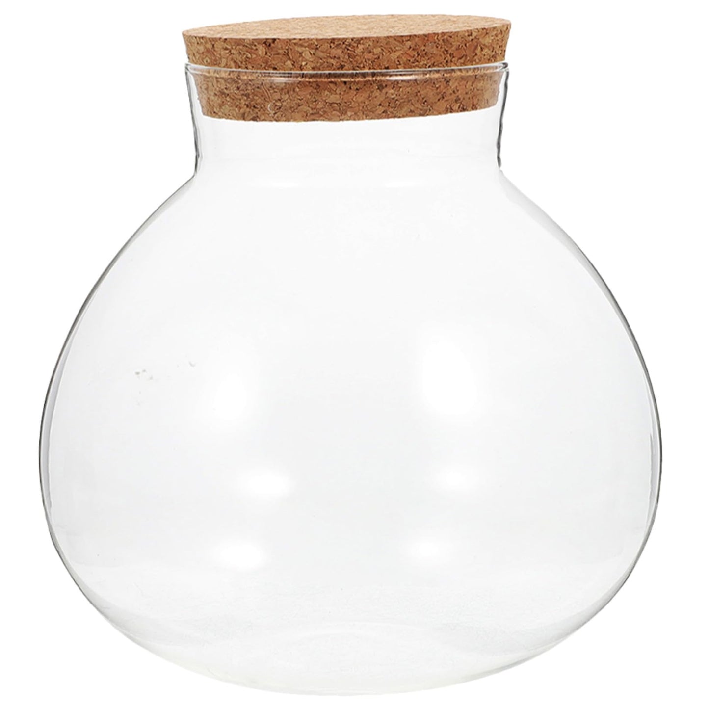 Toyvian Microlandscape Ecological Bottle Cork Stopper Round Glass Terrarium Holder for Moss Plants Decorative DIY Landscape Planter Container for Home and Office