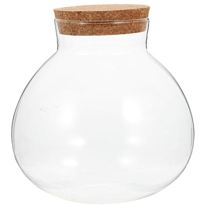Toyvian Microlandscape Ecological Bottle Cork Stopper Round Glass Terrarium Holder for Moss Plants Decorative DIY Landscape Planter Container for Home and Office