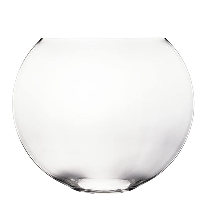 CYS EXCEL Glass Moon Vase Oval Bowl (H:11.75" L:14") | Multiple Size Choices Round Flower Vase Centerpiece | Plant Terrarium Bowl Vase