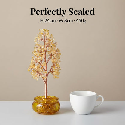FATONIO Citrine Crystal Tree, Handmade Yellow Gemstone Chakra Healing Feng Shui Bonsai Tree, Friend and Women' Gfit for Wealth and Prosperity, Office Desk Home Decor Housewarming Birthday Gift
