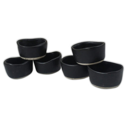 roro Handmade 2-Inch Matte Black Ceramic Pinch Bowls, Set of 6 – Versatile Stoneware for Spices, Condiments, Appetizers & Finger Foods
