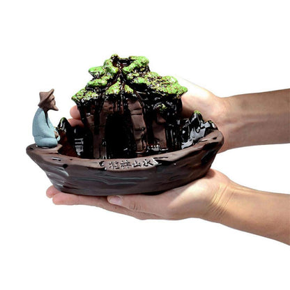 HEASEA Guilin Scenery Incense Burner, Ceramic Backflow Incense Holder with 10PCS Incense Cones for Home Decor Yoga
