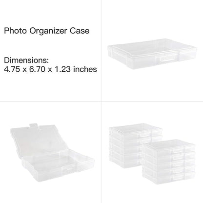 novelinks Transparent 4" x 6" Photo Organizers and Photo Storage Box with Handle, 16 Inner Photo Cases, Portable Picture Organizers & Photo Storage Containers (Clear-Gold Handle)