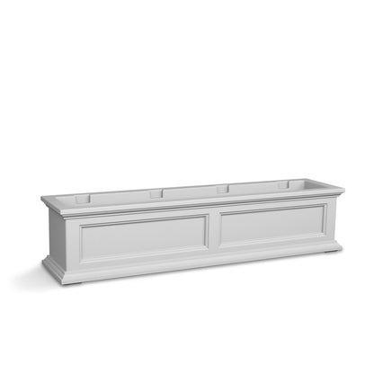 Mayne Fairfield 4ft Window Box - White - Durable Self Watering Resin Planter with Wall Mount Brackets, Plastic (5823-W)