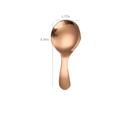 5 Pcs Stainless Steel Short Handle Thickened Small Round Spoons For Honey Candy Coffee Tea Salt Jam and Mustard - Ice Cream Dessert Spoon (A Multicolour)