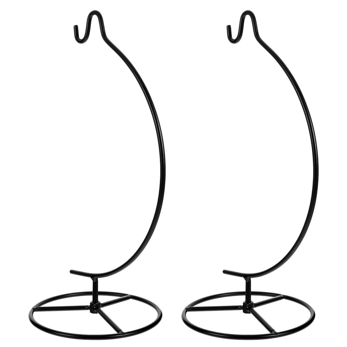 Veemoon 2pcs Moon-shaped Hanging Hook Stand for Glass Globe Air Plant Terrariums, Black Iron Ornament Display Rack for Home Décor and Wedding Decoration