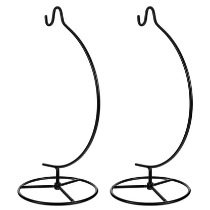 Veemoon 2pcs Moon-shaped Hanging Hook Stand for Glass Globe Air Plant Terrariums, Black Iron Ornament Display Rack for Home Décor and Wedding Decoration