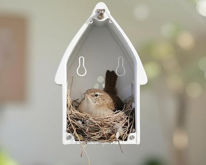 Bird House for Outside Clearance, Bird House for Outside, Composite Material Wren House, Water Proof Wall Tree Window Multi-moutable for Viewing Inside,, 10 Years Performance, White 1.25" Hole