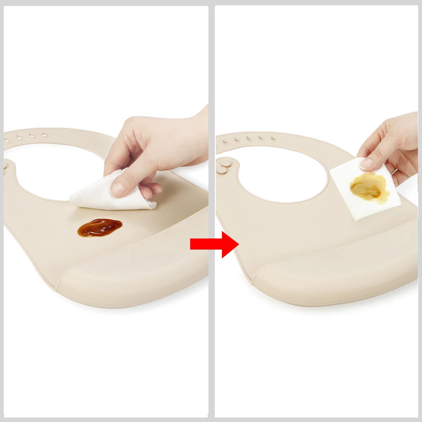 PandaEar 3 Pack Waterproof Silicone Baby Bibs| Super Thin Light Weight for Babies & Toddlers| Adjustable Soft Silicone Feeding Bibs with Food Catcher Pocket, Unisex, Non Messy
