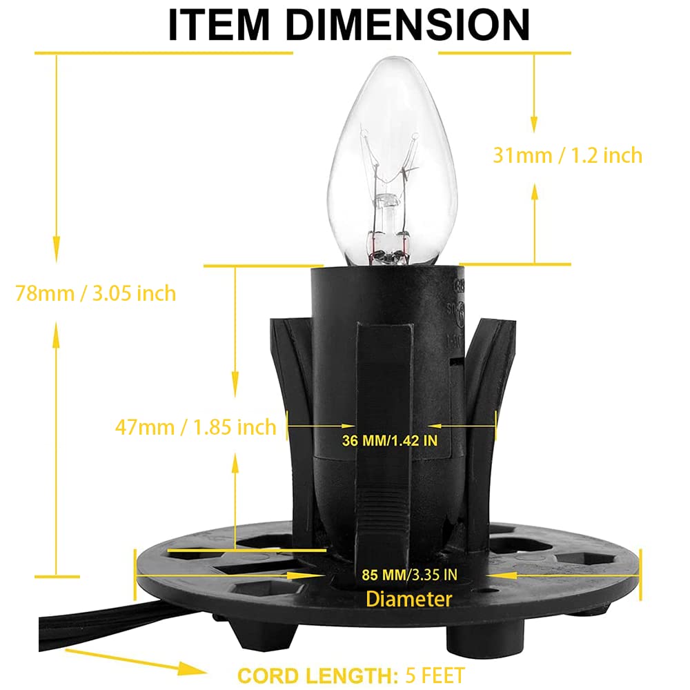 OHLGT Himalayan Salt Lamp Cord Replacement with Dimmer Switch and E12 Halogen Salt Lamp Bulbs(6-Pack), 5 Feet Salt Lamps Cords with Base Assembly