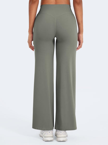 YEOREO Workout Leggings Womens No Front Seam Straight Leggings 29" High Waist Buttery Eddiy Gym Yoga Pants Gray Green S