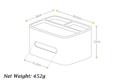 Multifunction Rectangular Tissue Holder Cover Case Facial Tissue Paper Box Napkins Dispenser Container Stylish Remote Control Desk Storage for Living Room Bedroom Dressers Home Office (Grey)