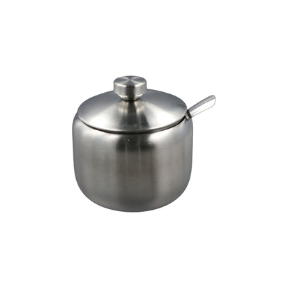 zaoalife Sugar Bowls 430ml Stainless Steel Sugar Bowl with Lid and Spoon Salt Pepper Spices Bowl Spice Jar Seasoning Pot Condiment Container for Home Kitchen