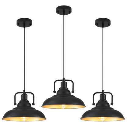 SESIMENT Black and Gold Pendant Light 12.5 inches 3 Packs, Farmhouse Pendant Light, Island Pendant Lights, Kitchen Island Pendant Lights, Pendant Lights Kitchen Island for Bedroom, Kitchen, Island
