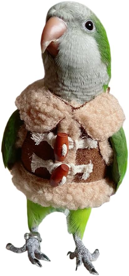 PARREN Bird diaper flight suit parrot costume pet animal costume, applicable to birds and parrots warm supplies. (M), Brown